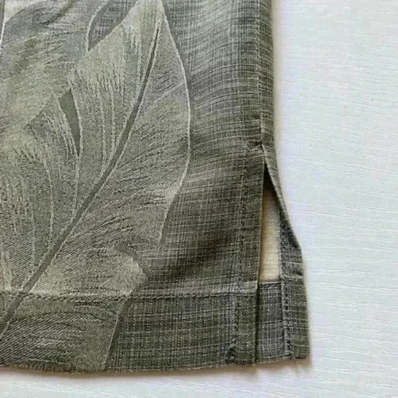 TOMMY BAHAMA Palm Tree Hawaiian Silk Button Up Green Khaki Shirt. Size L - Picture 9 of 15